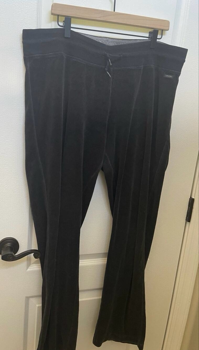 Calvin Klein Y2K velour black casual pants women’s sz XL